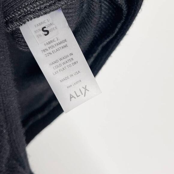 Alix NYC Small Black Merit Ribbed V Neck Tank Bodysuit Modal Stretch Jersey Snap - Picture 8 of 10